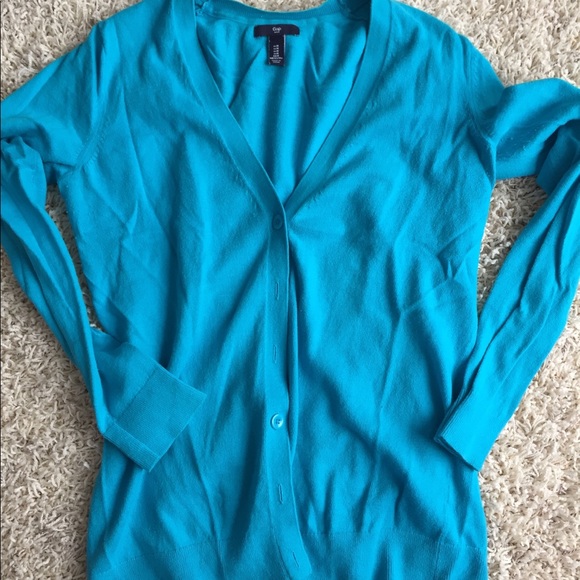 GAP Sweaters - Gap Long Sleeve Blue Button Cardigan
